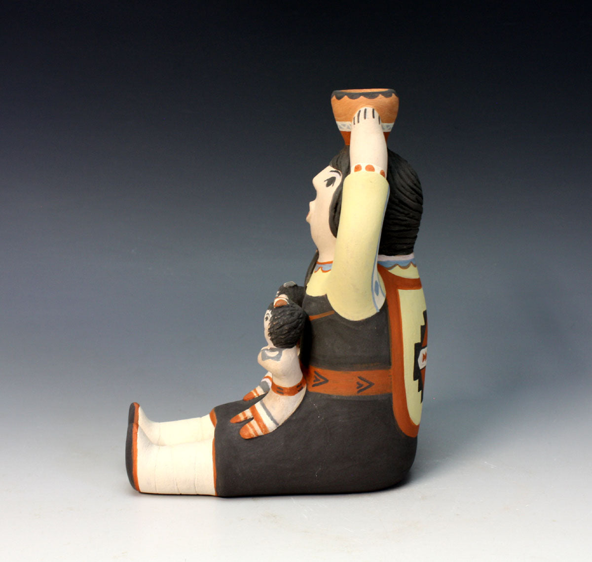 Jemez Pueblo American Indian Pottery Female Storyteller - Leonard Tsosie