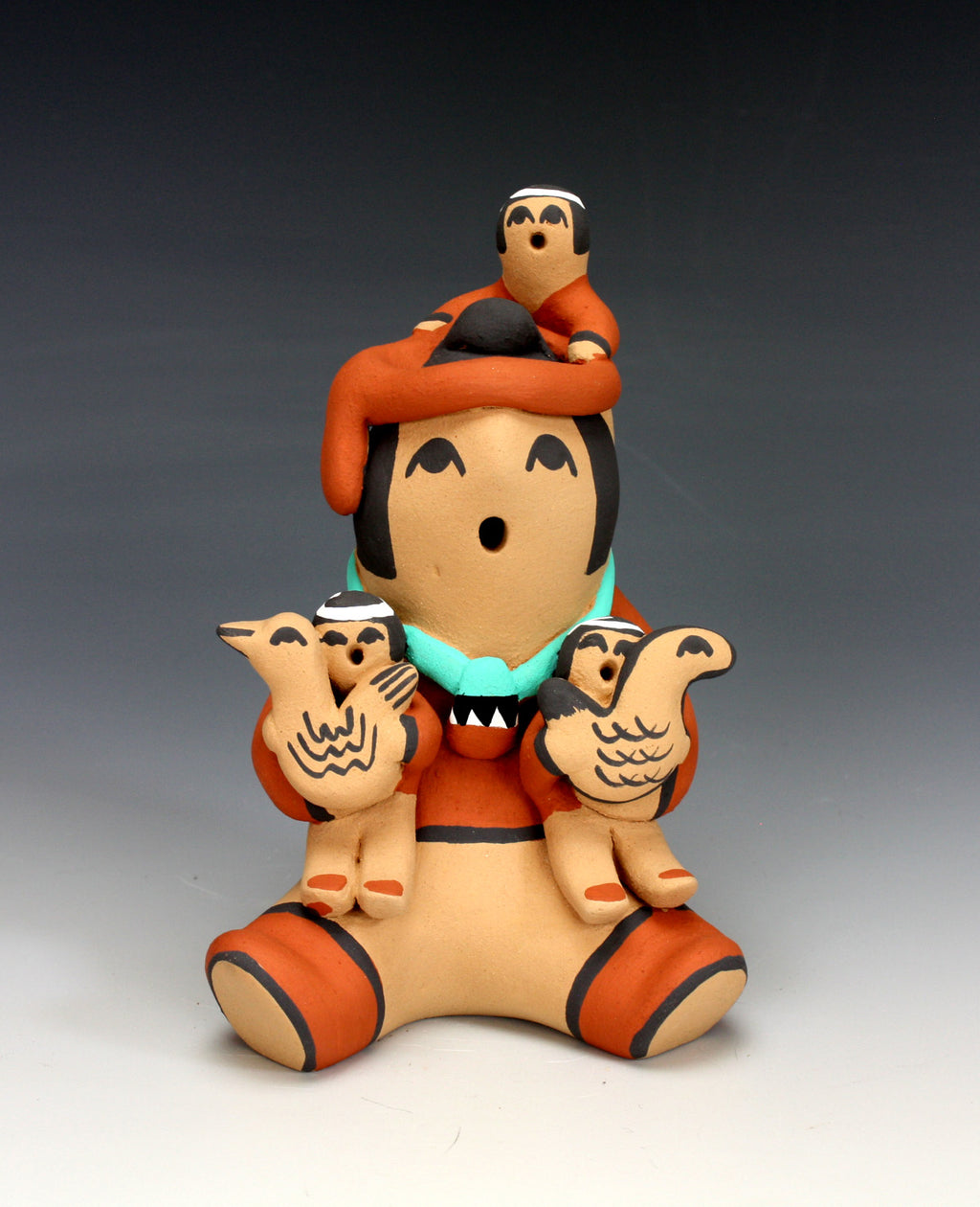 Jemez Pueblo American Indian Pottery Medium Grandfather Storyteller - Vernida Toya