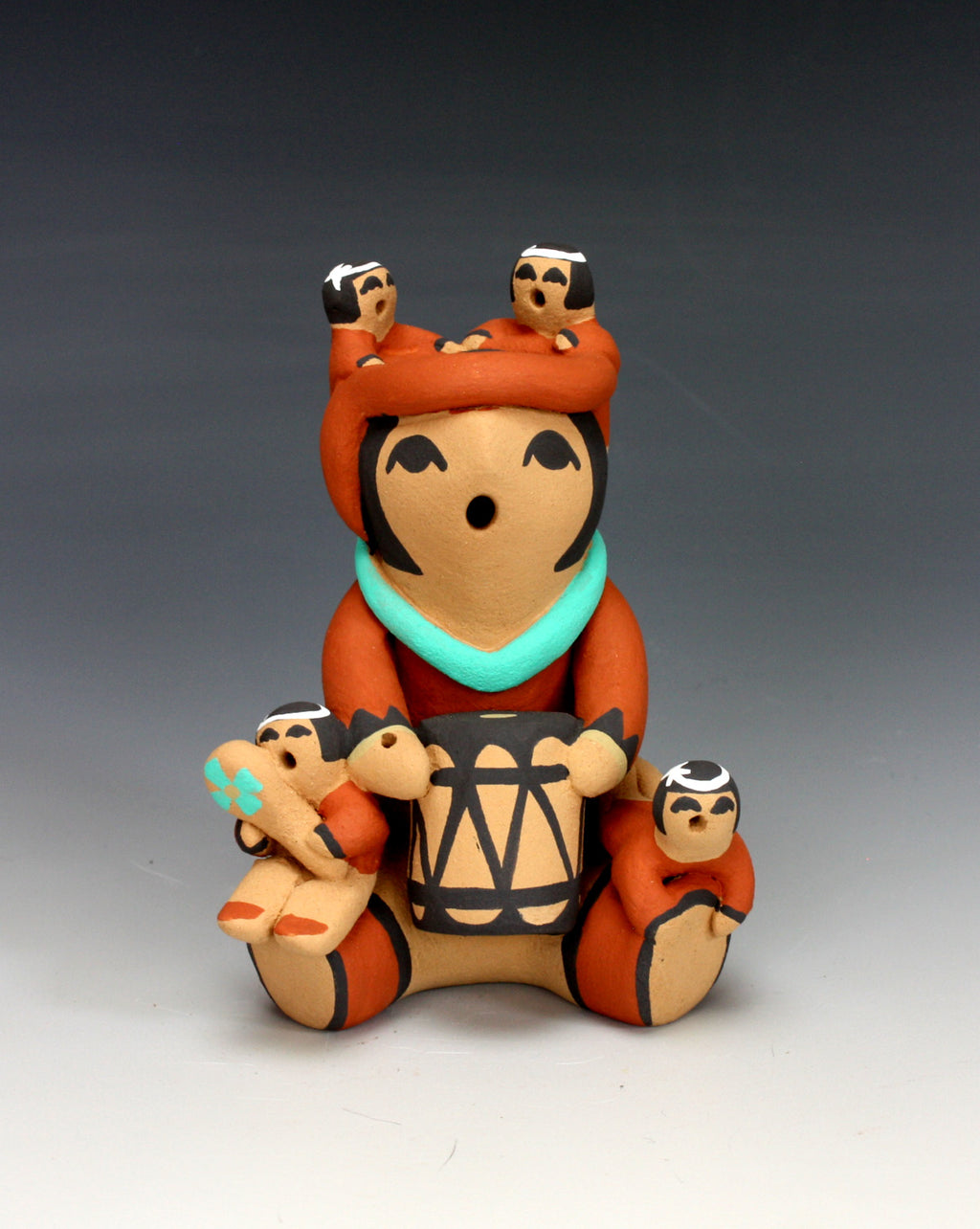 Jemez Pueblo American Indian Pottery Small Grandfather Storyteller #1 - Vernida Toya
