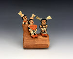 Jemez Pueblo American Indian Pottery Koshare's on Log - Chrislyn Fragua