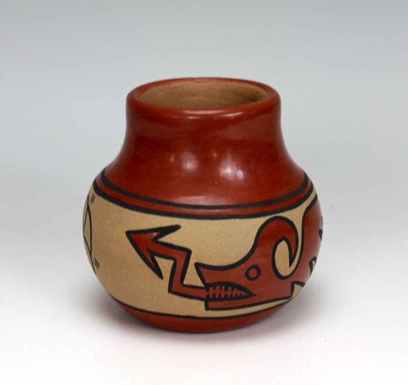 Santa Clara Pueblo Indian Pottery Red Avanyu Jar - Minnie Vigil