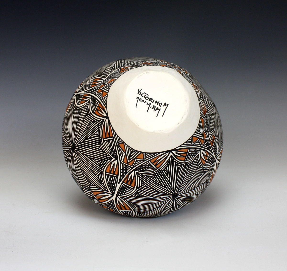 Acoma Pueblo Native American Pottery Medium Fine Line Olla - Monroe Victorino