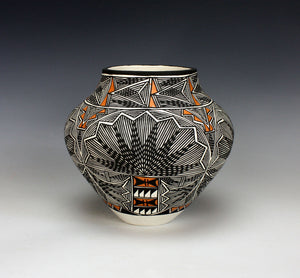 Acoma Pueblo Native American Pottery Medium Fine Line Olla #1 - Monroe Victorino