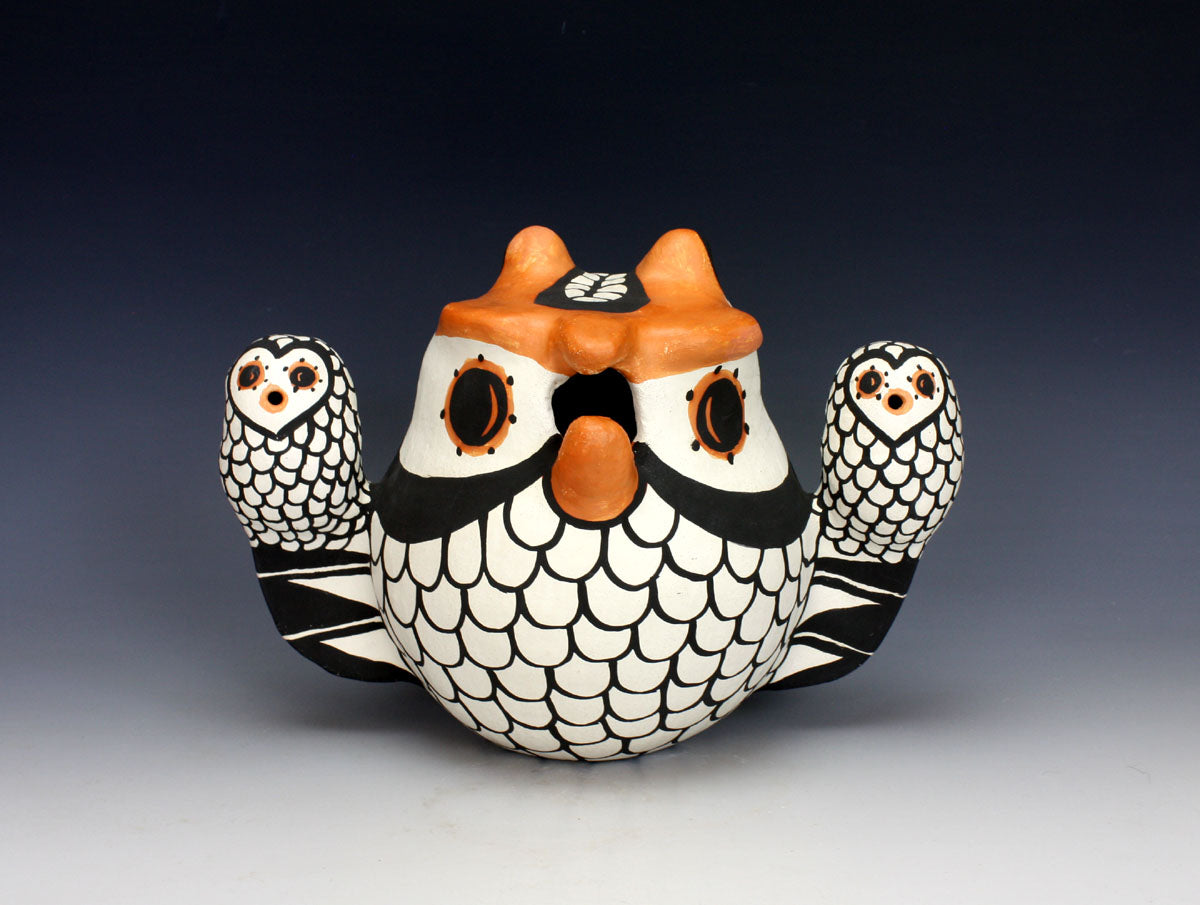 Acoma Pueblo Native American Indian Pottery Large Owl Storyteller - Mary Antonio Garcia
