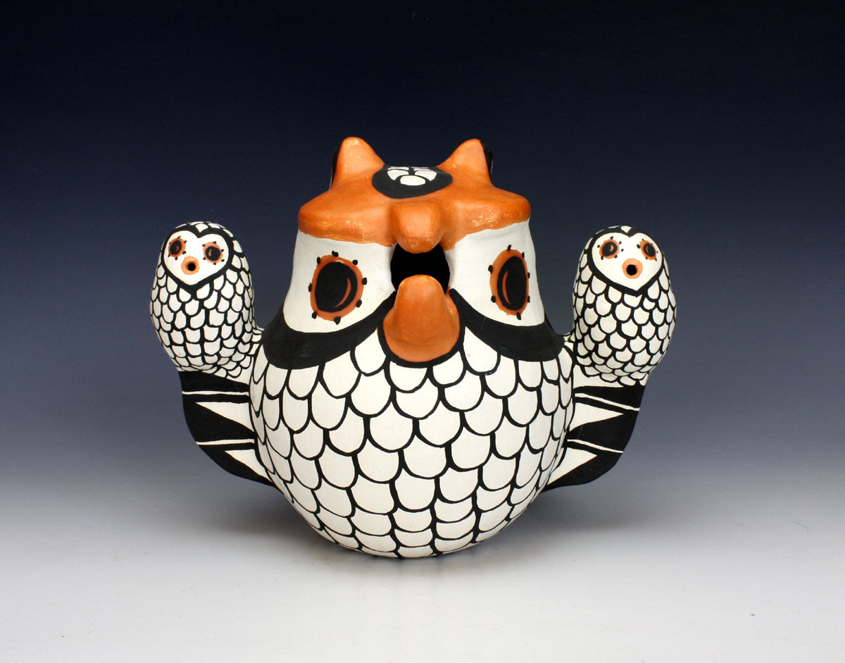 Acoma Pueblo Native American Indian Pottery Large Owl Storyteller #1 - Mary Antonio Garcia