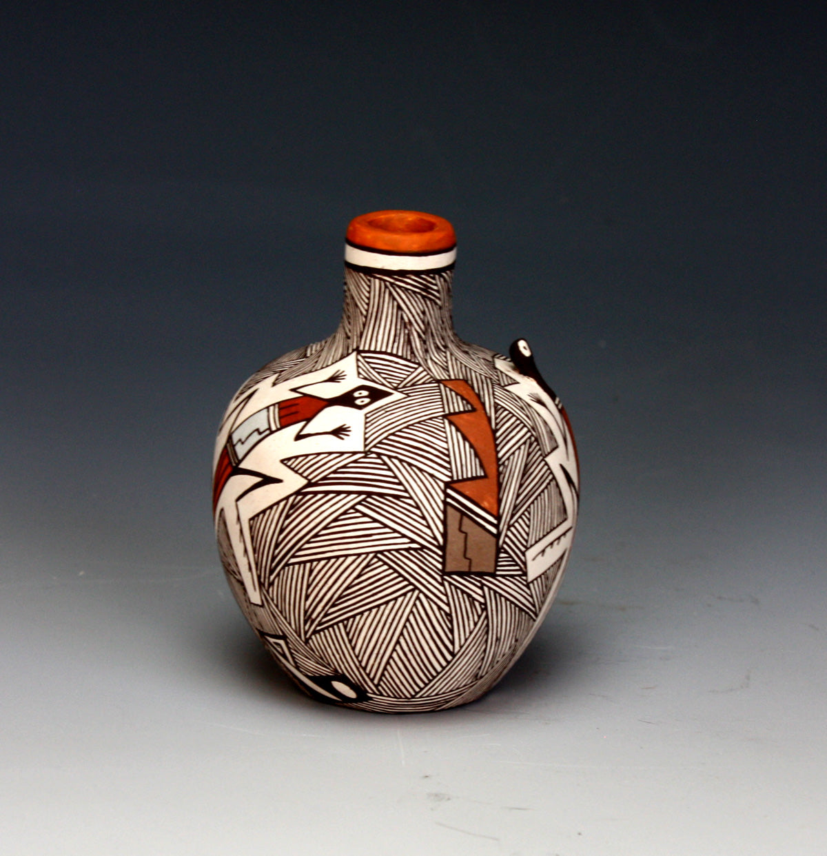 Acoma Pueblo Native American Indian Pottery Lizard Vase - Judy Lewis