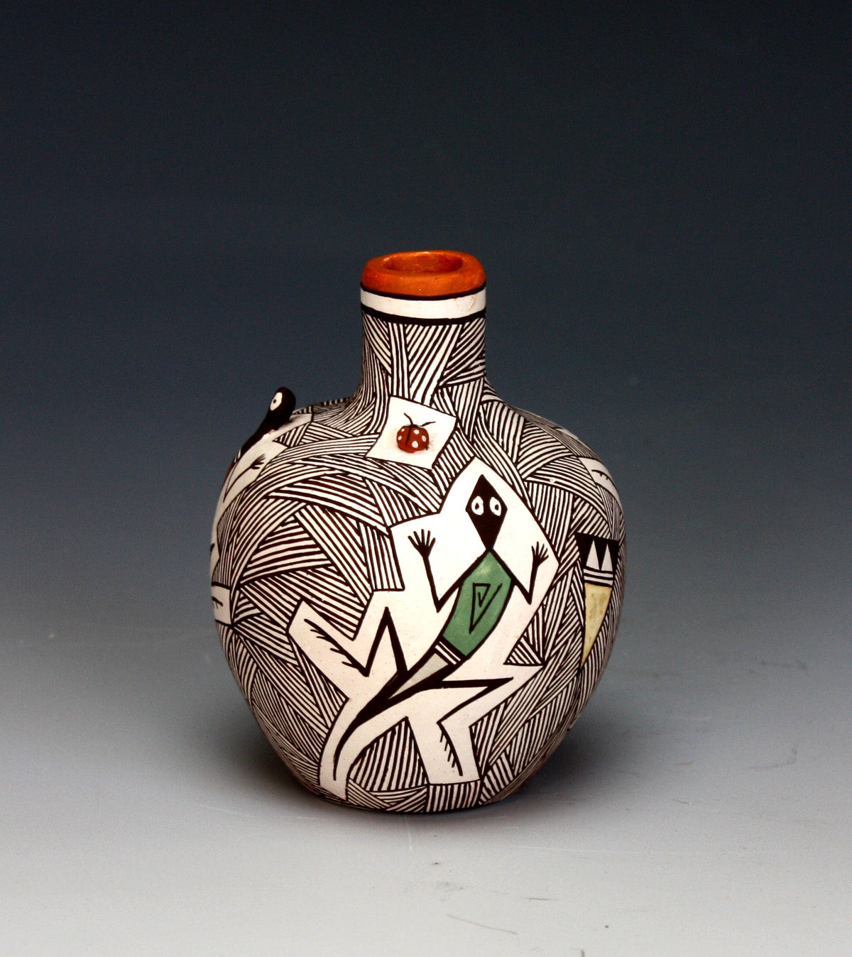Acoma Pueblo Native American Indian Pottery Lizard Vase - Judy Lewis