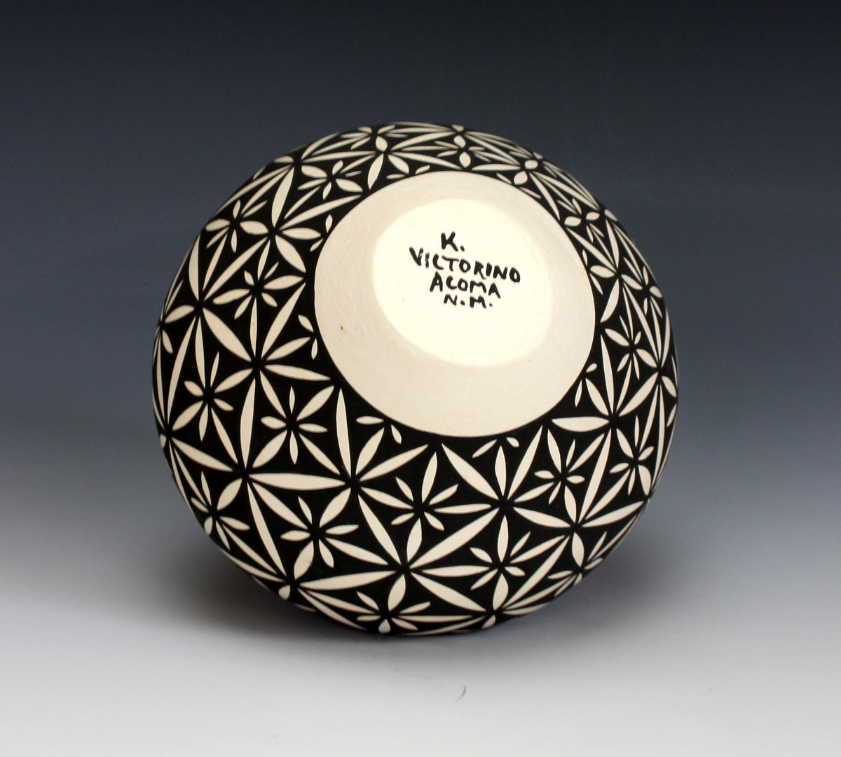 Acoma Pueblo Native American Pottery Small Black & White Jar - Katherine Victorino