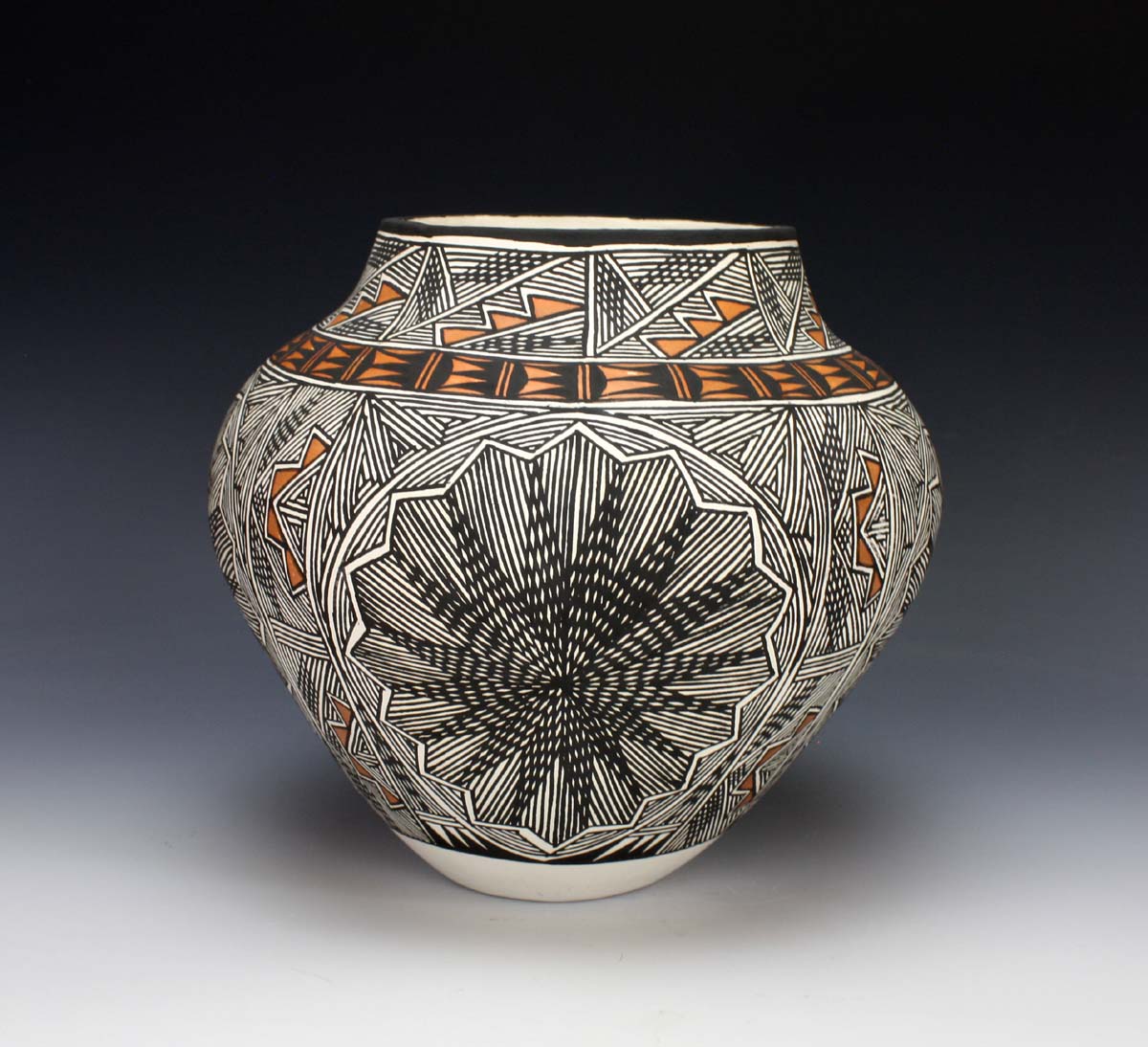 Acoma Pueblo Native American Pottery Fine Line Olla #2 - Monroe Victorino