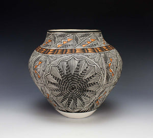 Acoma Pueblo Native American Pottery Fine Line Olla #2 - Monroe Victorino