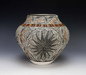 Acoma Pueblo Native American Pottery Fine Line Olla #2 - Monroe Victorino