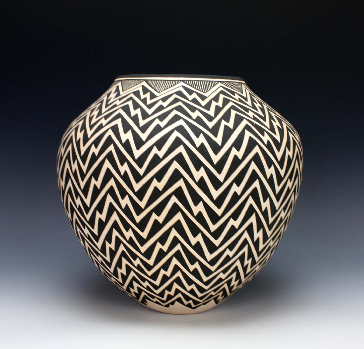 Acoma Pueblo Native American Pottery Large Lightning Jar - Katherine Victorino