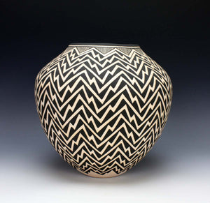 Acoma Pueblo Native American Pottery Large Lightning Jar - Katherine Victorino