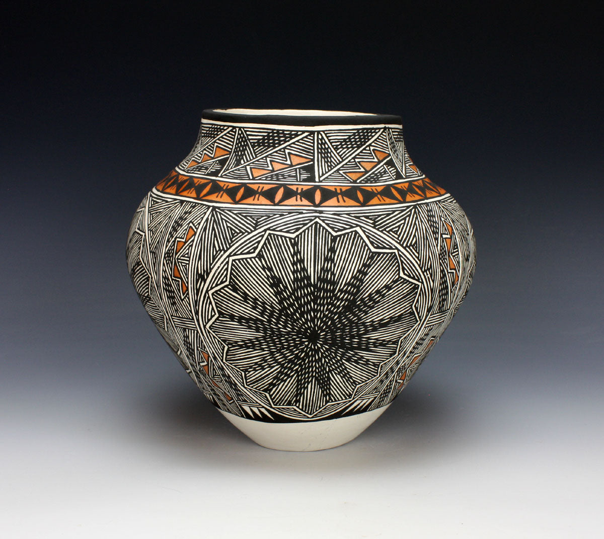 Acoma Pueblo Native American Pottery Fine Line Olla #3 - Monroe Victorino