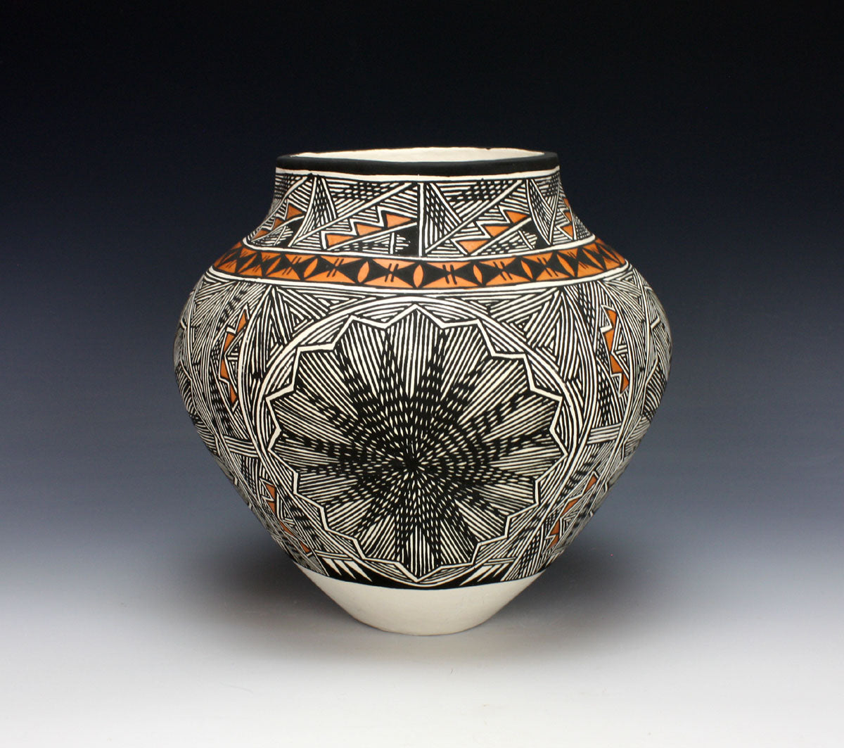 Acoma Pueblo Native American Pottery Fine Line Olla #3 - Monroe Victorino