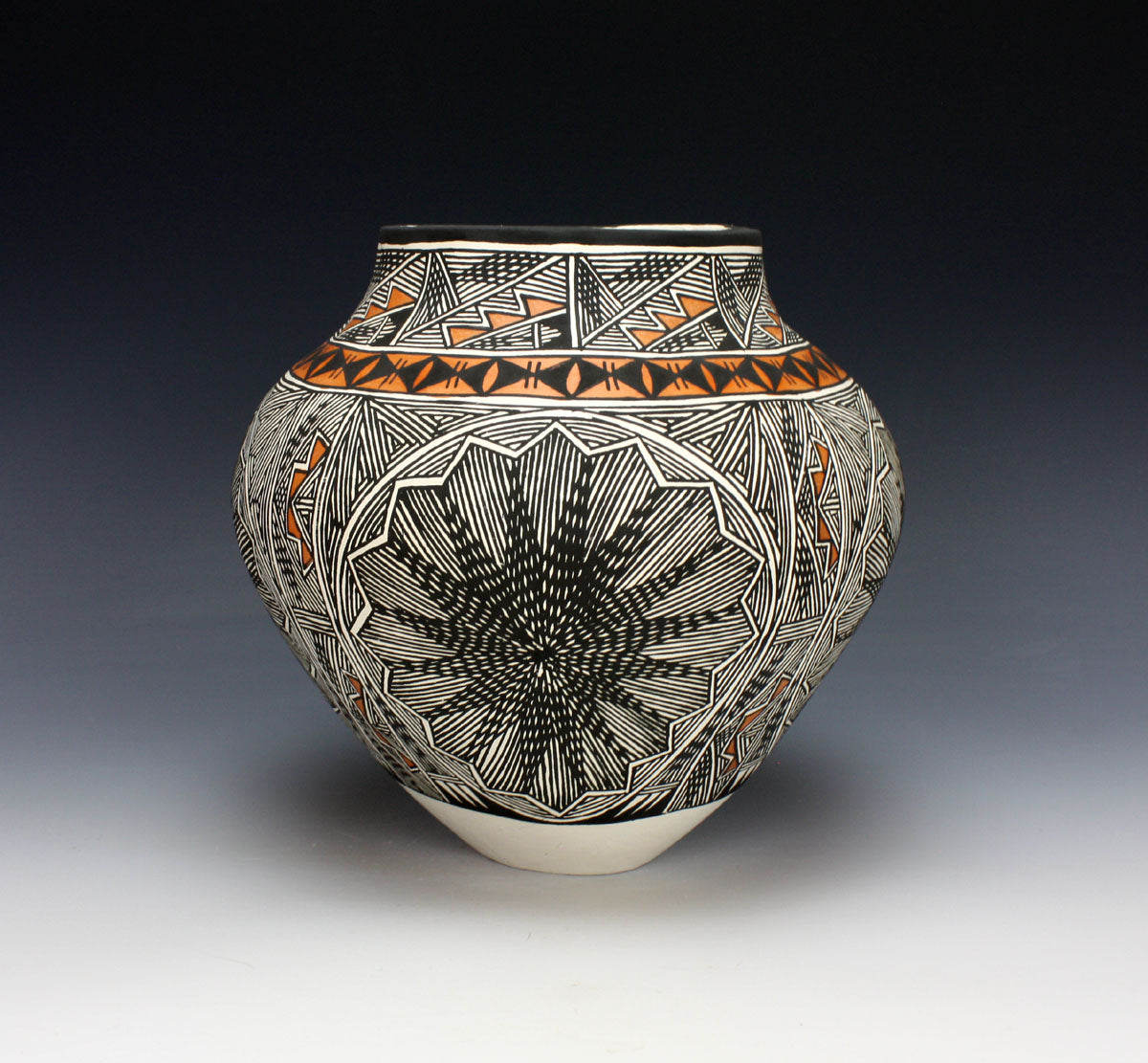 Acoma Pueblo Native American Pottery Fine Line Olla #3 - Monroe Victorino