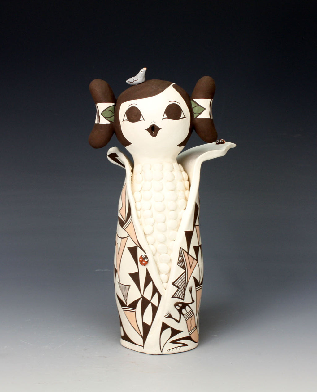 Acoma Pueblo Native American Indian Pottery Cornmaiden - Judy Lewis