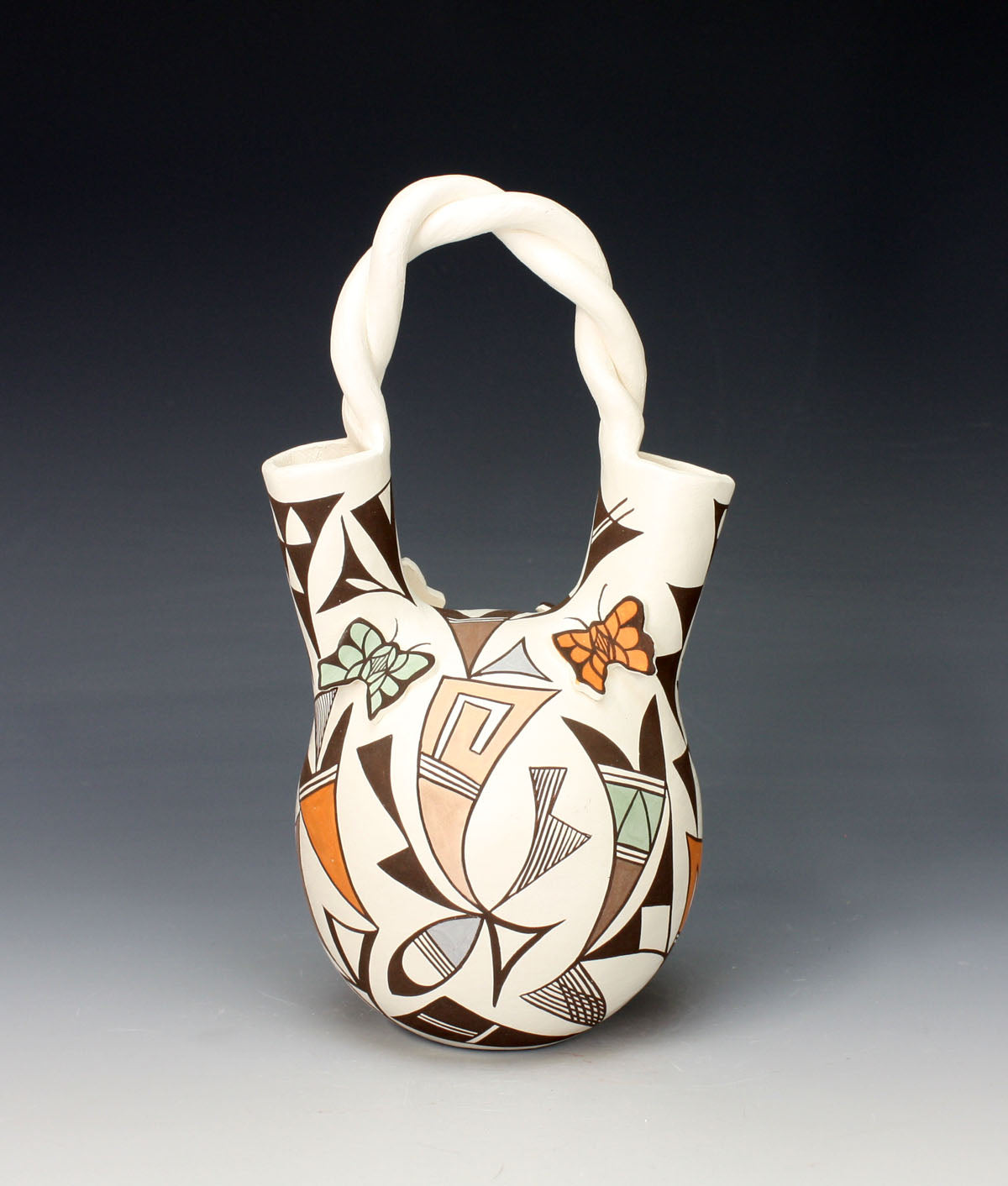 Acoma Pueblo Native American Indian Pottery Wedding Vase - Judy Lewis