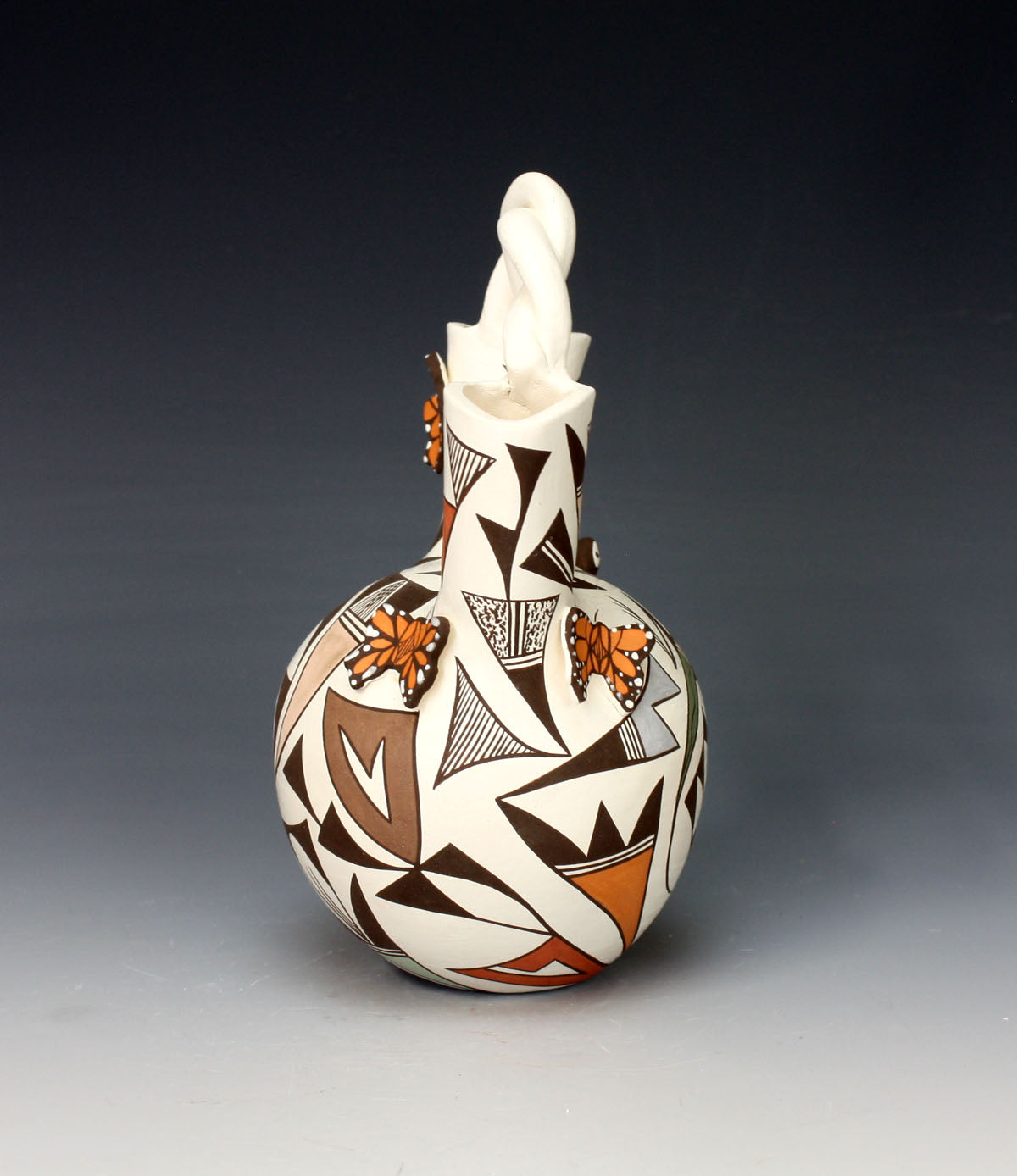 Acoma Pueblo Native American Indian Pottery Wedding Vase #1 - Judy Lewis