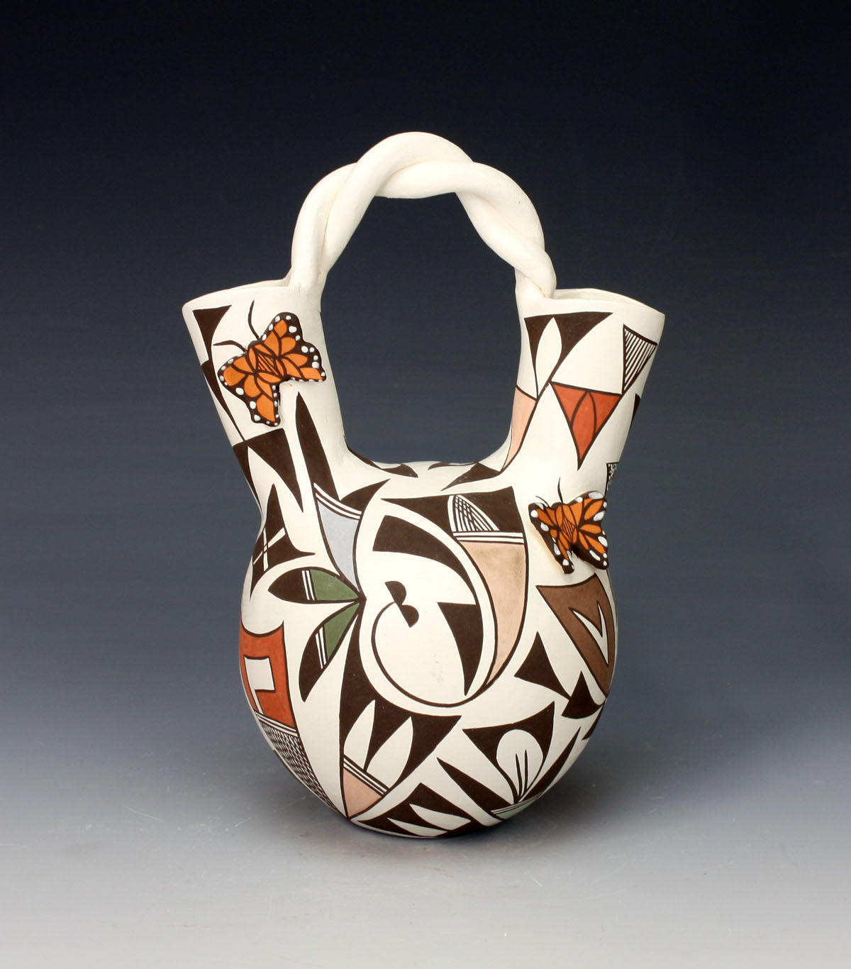 Acoma Pueblo Native American Indian Pottery Wedding Vase #1 - Judy Lewis