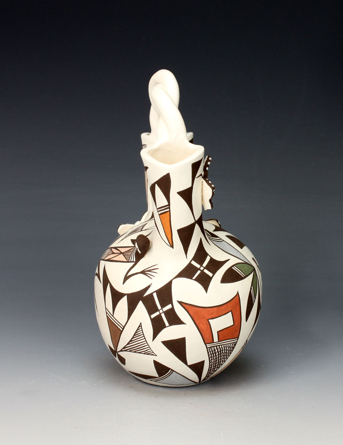 Acoma Pueblo Native American Indian Pottery Wedding Vase #1 - Judy Lewis