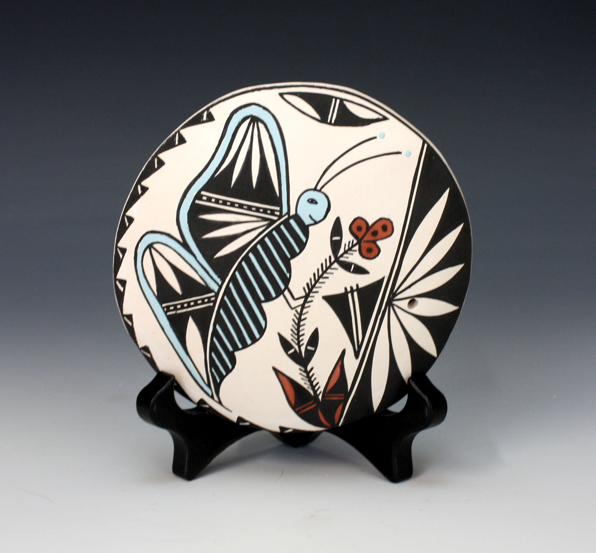 Acoma Pueblo Native American Indian Pottery Butterfly Seed Pot #2 - Ruth Estevan