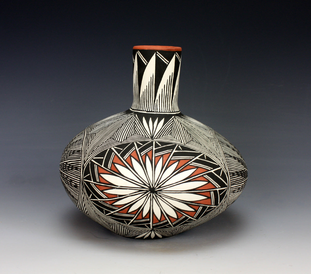 Acoma Pueblo Native American Indian Pottery Fine Line Jar #1 - Ruth Estevan