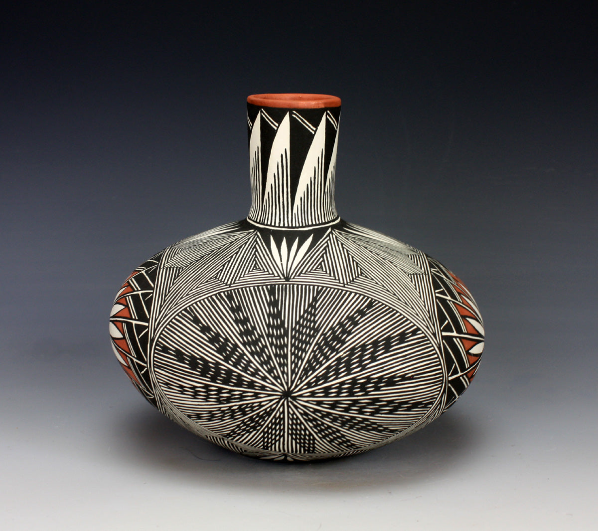 Acoma Pueblo Native American Indian Pottery Fine Line Jar #1 - Ruth Estevan
