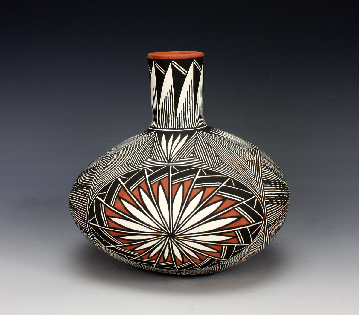 Acoma Pueblo Native American Indian Pottery Fine Line Jar #1 - Ruth Estevan