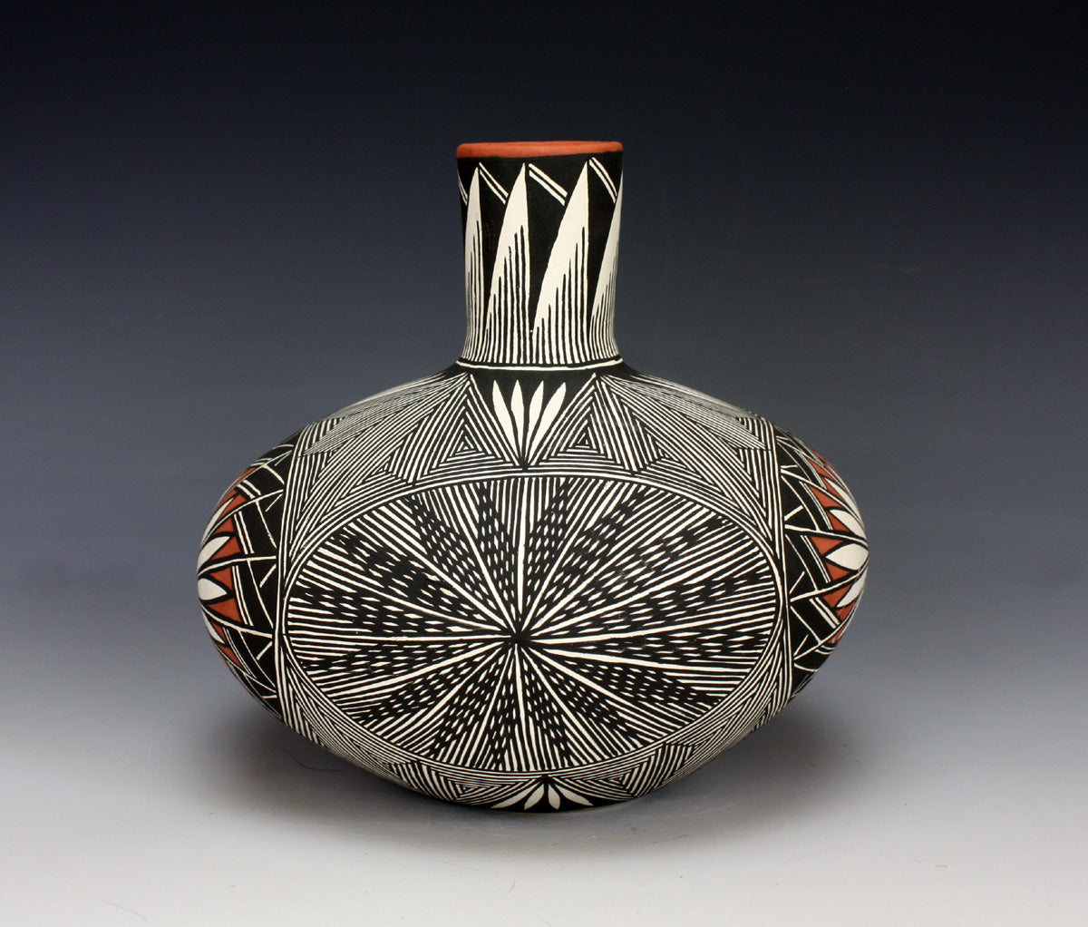 Acoma Pueblo Native American Indian Pottery Fine Line Jar #1 - Ruth Estevan