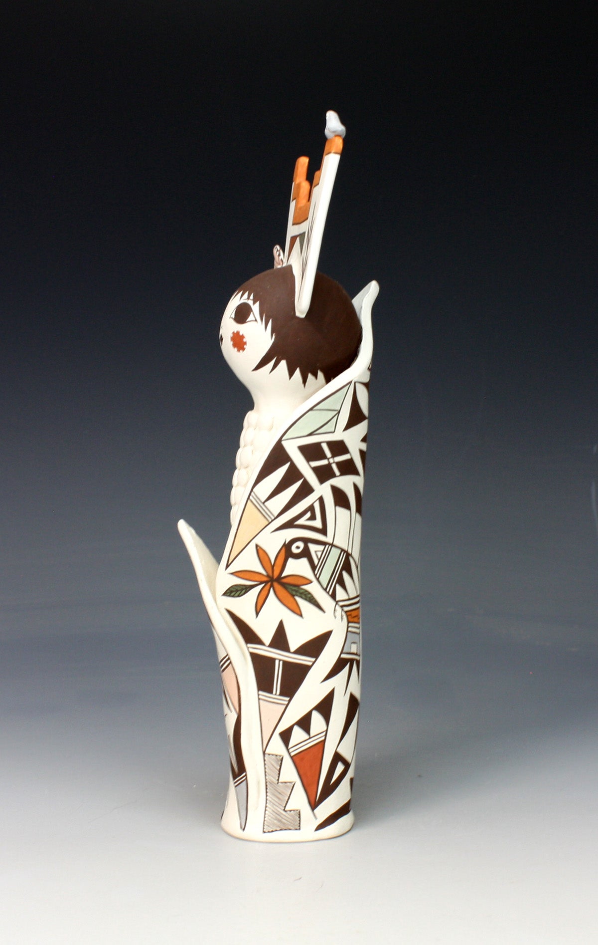 Acoma Pueblo Native American Indian Pottery Cornmaiden #4 - Judy Lewis