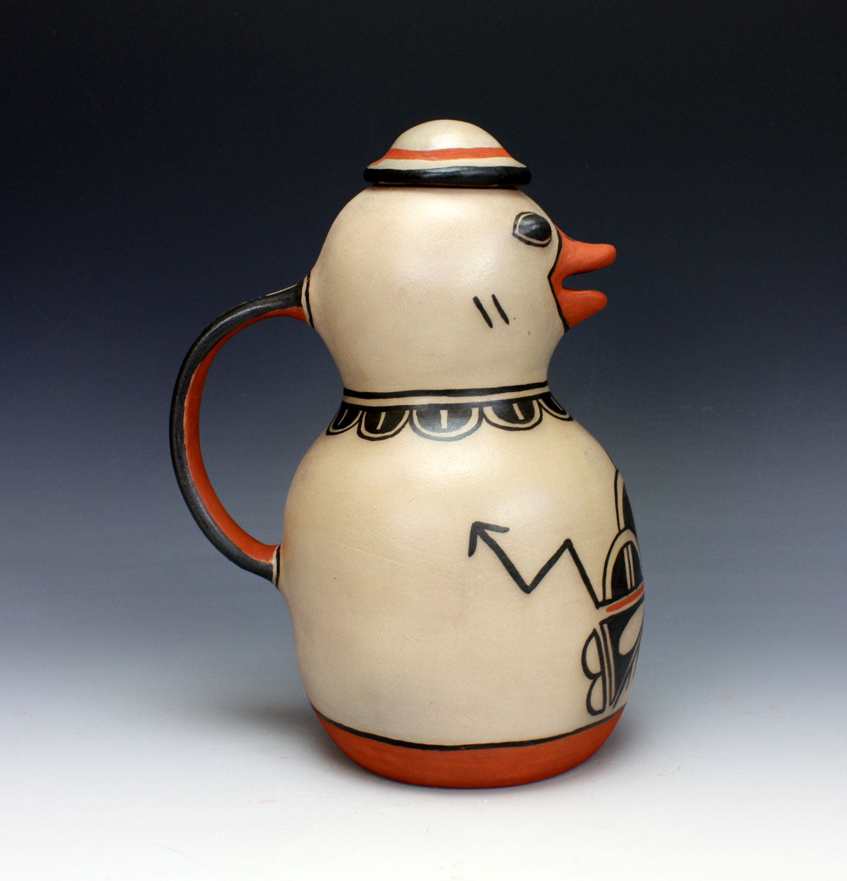 Cochiti Pueblo Native American Indian Pottery Duck Pitcher - Mary Janice Ortiz