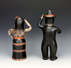 Cochiti Pueblo Native American Indian Pottery Dia De Los Muertos Couple - Mary Janice Ortiz