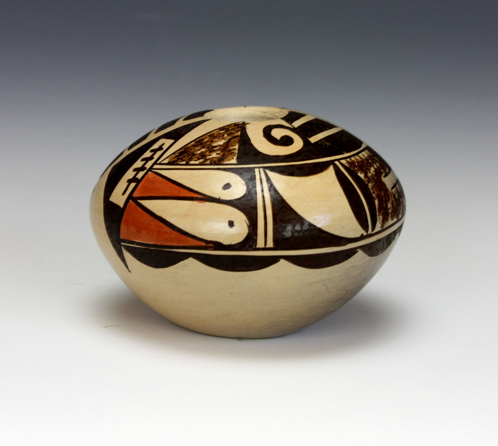 Hopi Native American Indian Pottery Small Eagle Tail Jar - Adelle Nampeyo