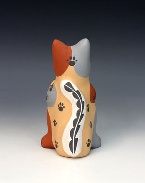 Jemez Pueblo American Indian Pottery Cat Storyteller #3 - Darrick Tsosie