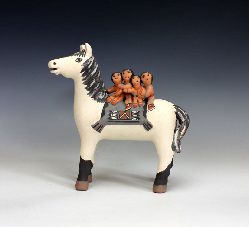 Jemez Pueblo American Indian Pottery Horse Storyteller - Leonard Tsosie