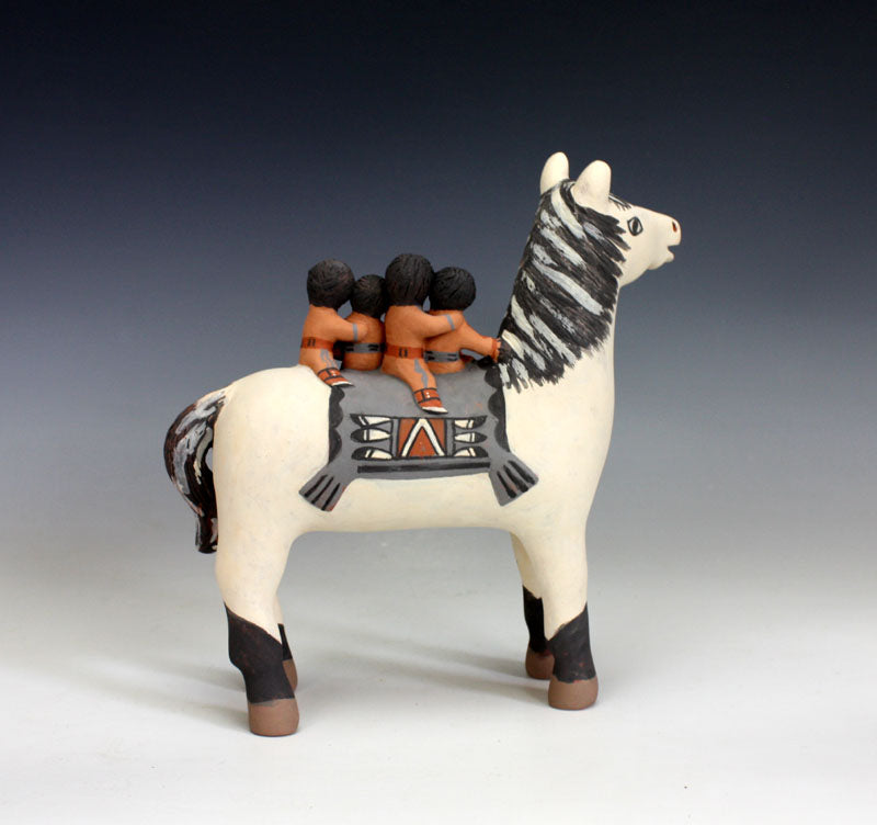 Jemez Pueblo American Indian Pottery Horse Storyteller - Leonard Tsosie