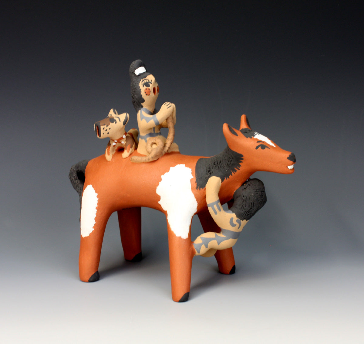 Jemez Pueblo American Indian Pottery Horse Storyteller - Bonnie Fragua