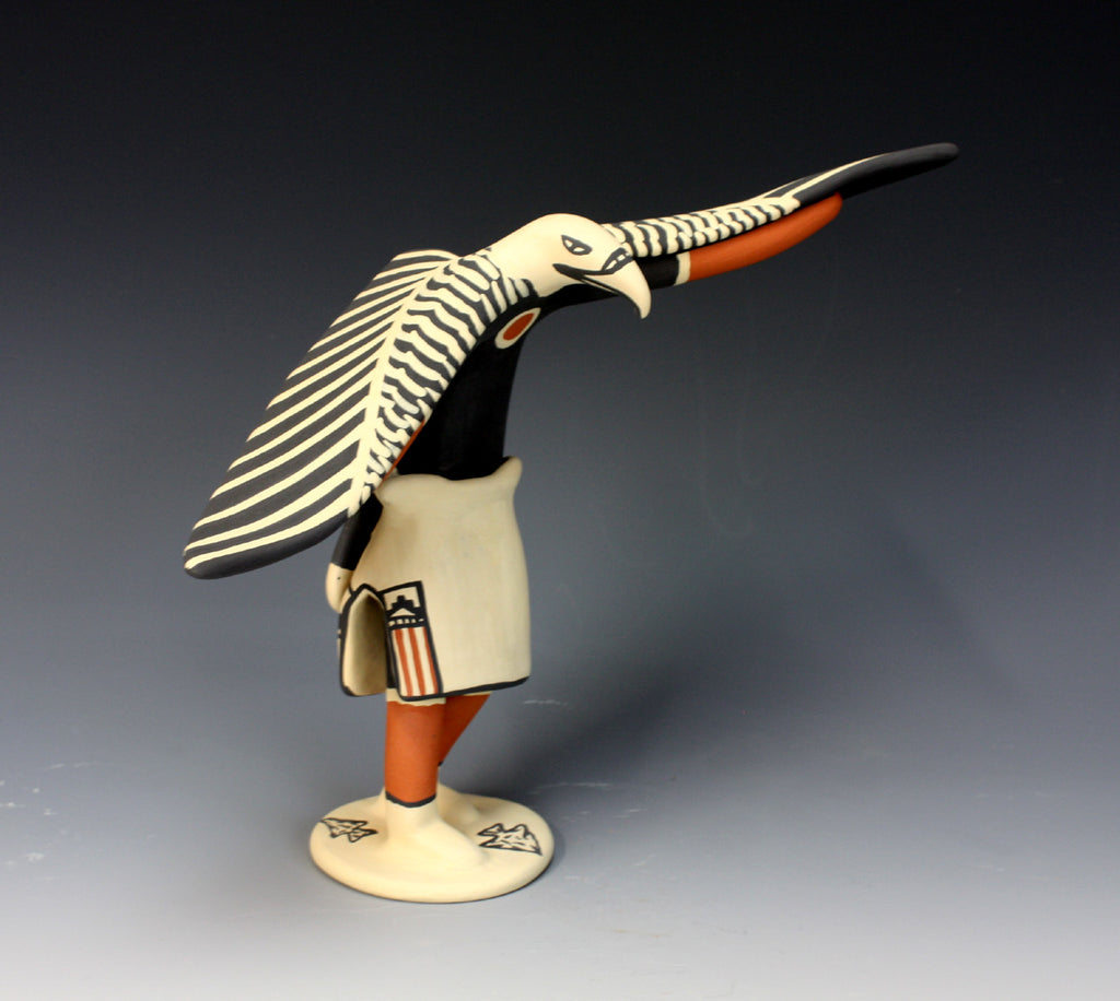 Jemez Pueblo American Indian Pottery Big Eagle Dancer - Loren Wallowingbull