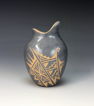 Jemez Pueblo American Indian Pottery Etched Vase #2 - Georgia Vigil