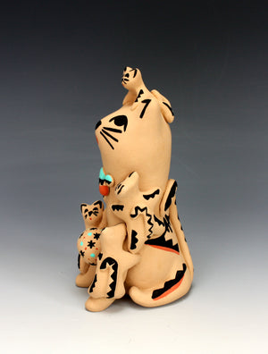 Jemez Pueblo American Indian Pottery Cat Storyteller - Vernida Toya