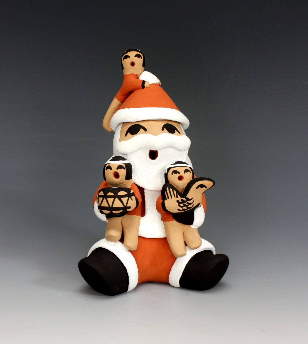 Jemez Pueblo American Indian Pottery 3 Baby Santa Storyteller - Vernida Toya