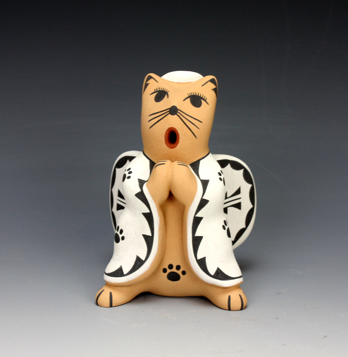 Jemez Pueblo American Indian Pottery Cat Angel - Darrick Tsosie