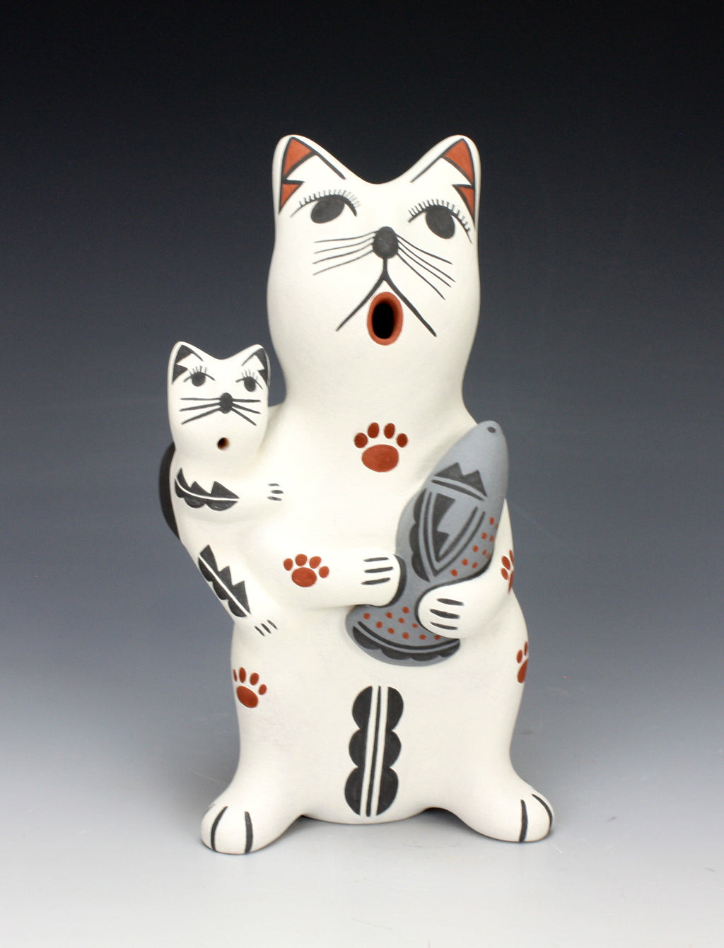 Jemez Pueblo American Indian Pottery Cat Storyteller #4 - Darrick Tsosie
