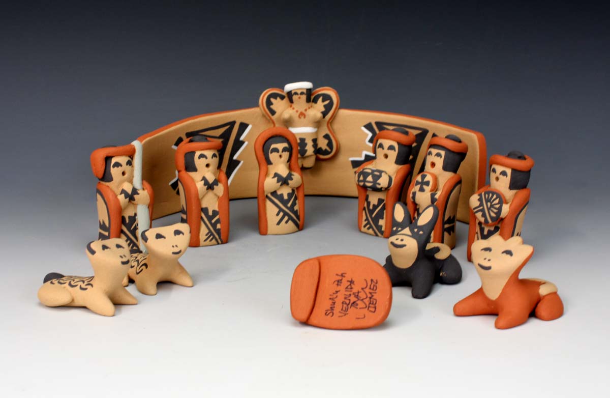 Jemez Pueblo Native American Pottery 12 Piece Nativity Set - Vernida Toya