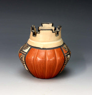 Jemez Pueblo American Indian Pottery Corn Kiva Vase - Virginia Ponca Fragua