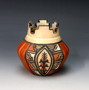 Jemez Pueblo American Indian Pottery Corn Kiva Vase - Virginia Ponca Fragua