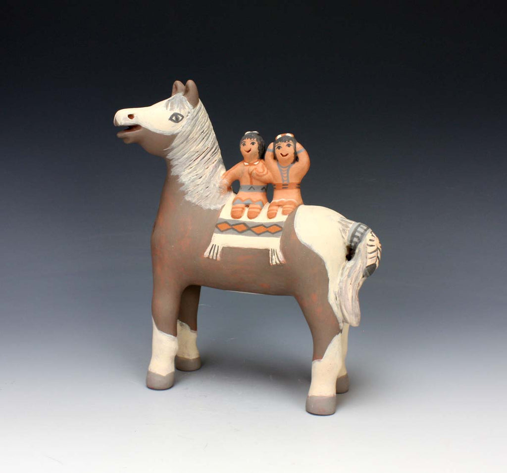 Jemez Pueblo American Indian Pottery Horse Storyteller - Leonard Tsosie