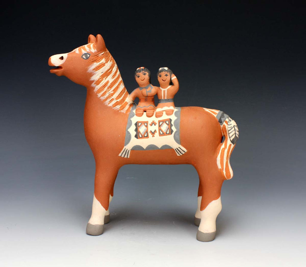 Jemez Pueblo American Indian Pottery Horse Storyteller #1 - Leonard Tsosie