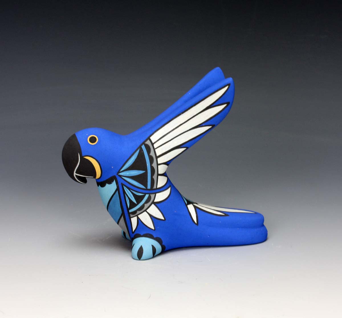 Jemez Pueblo American Indian Pottery Blue Parrot #1 - Darrick Tsosie